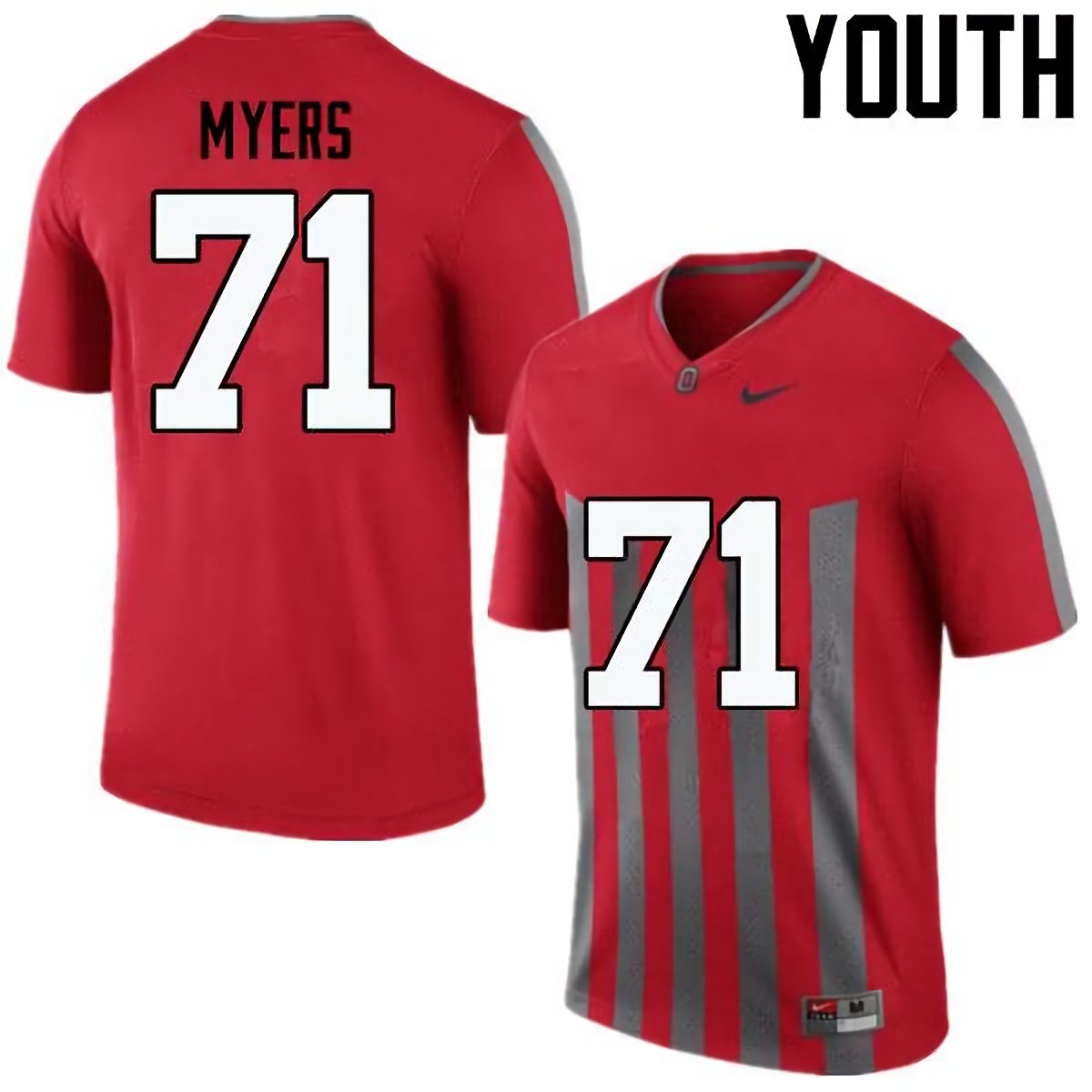 Josh Myers Ohio State Buckeyes Youth NCAA #71 Nike Throwback Red College Stitched Football Jersey CXM0856EG